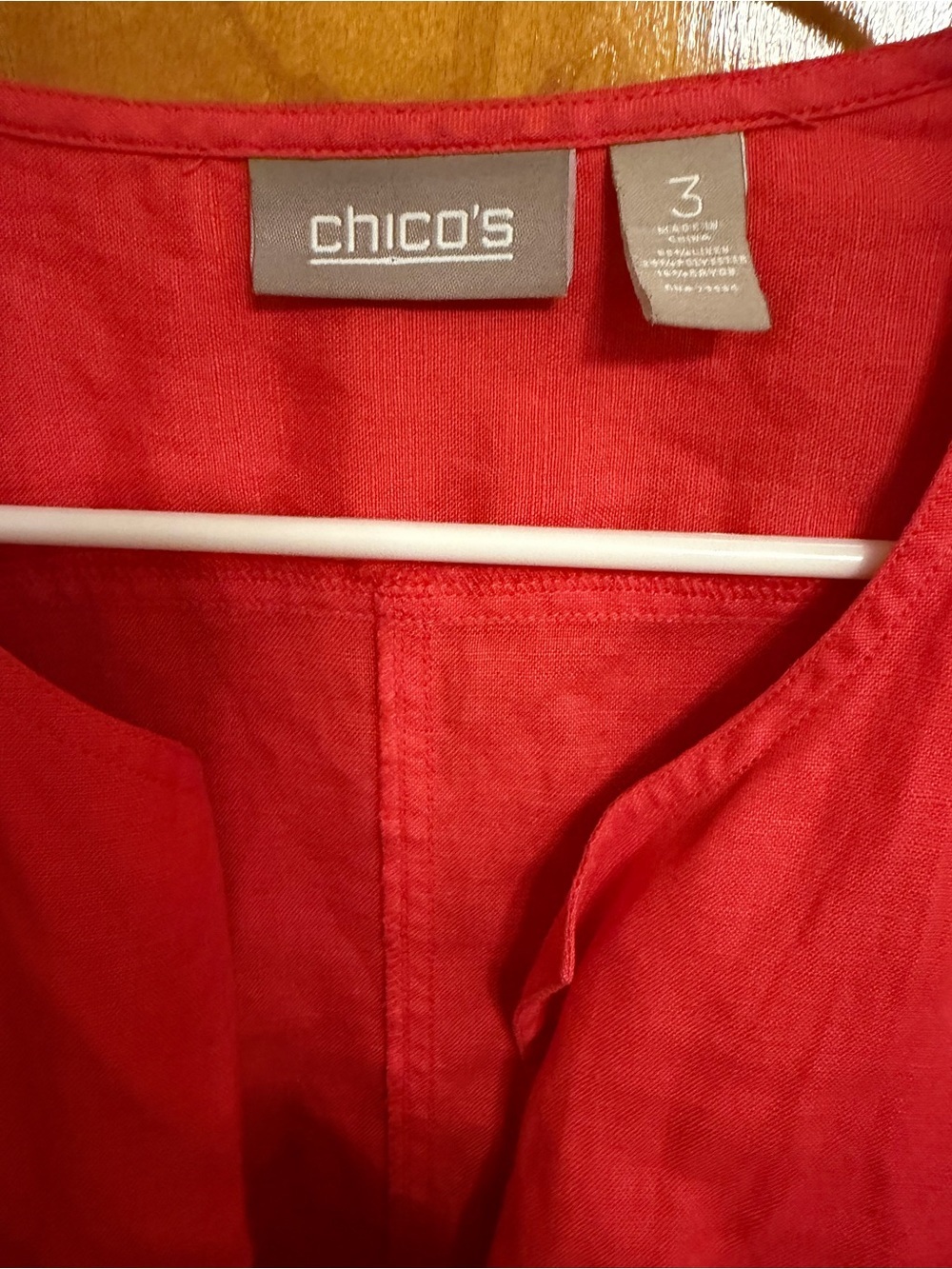 Chico's Vibrant Coral Open-Front Linen-Blend Jacket - Picture 2 of 3